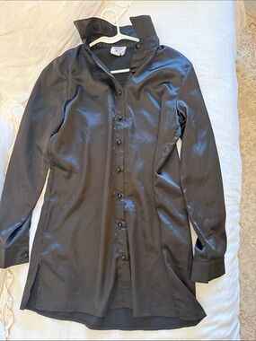 Princess Polly Black Satin Button Down